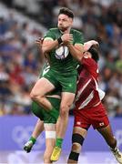 24 July 2024; Hugo Keenan of Team Ireland during the Men's Rugby Sevens Pool A match between Team Ireland and Team Japan at the Stade de France during the 2024 Paris Summer Olympic Games in Paris, France. Photo by Stephen McCarthy/Sportsfile