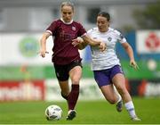 24 July 2024; Julie-Ann Russell of Galway United is tackled by Méabh Russell of Wexford during the Avenir Sports All-Island Cup semi-final match between Galway United and Wexford at Eamonn Deacy Park in Galway. Photo by Tom Beary/Sportsfile