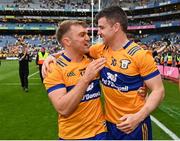 21 July 2024; Clare captain Tony Kelly, right, and team-mate Shane O'Donnell celebrate after their side's victory in the GAA Hurling All-Ireland Senior Championship Final between Clare and Cork at Croke Park in Dublin. Photo by Sam Barnes/Sportsfile