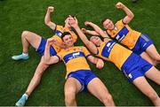 21 July 2024; Clare players including Ian Galvin, Cathal Malone, Peter Duggan and David Reidy, celebrate after their side's victory in the GAA Hurling All-Ireland Senior Championship Final between Clare and Cork at Croke Park in Dublin. Photo by Sam Barnes/Sportsfile