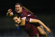24 July 2024; Amy Madden and Isabella Beletic of Galway United celebate after the Avenir Sports All-Island Cup semi-final match between Galway United and Wexford at Eamonn Deacy Park in Galway. Photo by Tom Beary/Sportsfile