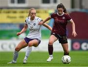 24 July 2024; Emma Duffy of Galway United in action against Grace Fitzpatrick-Ryan of Wexford during the Avenir Sports All-Island Cup semi-final match between Galway United and Wexford at Eamonn Deacy Park in Galway. Photo by Tom Beary/Sportsfile