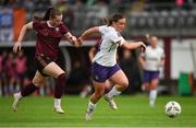 24 July 2024; Méabh Russell of Wexford in action against Lucy Jayne Grant of Galway United during the Avenir Sports All-Island Cup semi-final match between Galway United and Wexford at Eamonn Deacy Park in Galway. Photo by Tom Beary/Sportsfile