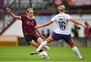 24 July 2024; Julie-Ann Russell of Galway United is tackled by Nicola Sinnott of Wexford during the Avenir Sports All-Island Cup semi-final match between Galway United and Wexford at Eamonn Deacy Park in Galway. Photo by Tom Beary/Sportsfile