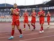25 July 2024; Shelbourne players after their side's defeat in the UEFA Conference League second qualifying round first leg match between FC Zurich and Shelbourne at Stadion Letzigrund in Zurich, Switzerland. Photo by Vedran Galijas/Sportsfile