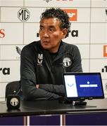25 July 2024; FC Zurich manager Ricardo Moniz at the press conference after the UEFA Conference League second qualifying round first leg match between FC Zurich and Shelbourne at Stadion Letzigrund in Zurich, Switzerland. Photo by Vedran Galijas/Sportsfile