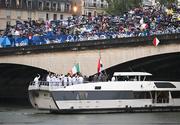 26 July 2024; Team Ireland and Team Iraq during the Opening Ceremony of the 2024 Paris Summer Olympic Games on the banks of the river Seine in Paris, France. Photo by Stephen McCarthy/Sportsfile