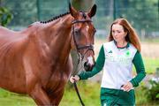 26 July 2024; Susie Berry of Team Ireland and Wellfields Lincoln during the Veterinary Visit at the Château de Versailles during the 2024 Paris Summer Olympic Games in Paris, France. Photo by Pierre Costabadie/Sportsfile