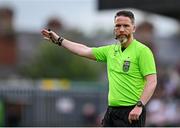 26 July 2024; Referee Eoghan O'Shea during the SSE Airtricity Men's Premier Division match between Bohemians and Dundalk at Dalymount Park in Dublin. Photo by Seb Daly/Sportsfile