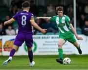 26 July 2024; Ben Feeney of Bray Wanderers in action against Kian Corbally of Wexford during the SSE Airtricity Men's First Division match between Bray Wanderers and Wexford at Carlisle Grounds in Bray, Wicklow. Photo by Thomas Flinkow/Sportsfile