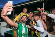 26 July 2024; Guillermo Almirall of Bray Wanderers with supporters after the SSE Airtricity Men's First Division match between Bray Wanderers and Wexford at Carlisle Grounds in Bray, Wicklow. Photo by Thomas Flinkow/Sportsfile