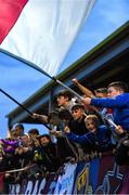 26 July 2024; Drogheda United supporters celebrate after their side's victory in the SSE Airtricity Men's Premier Division match between Drogheda United and Waterford at Weavers Park in Drogheda, Louth. Photo by Shauna Clinton/Sportsfile