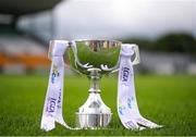 27 July 2024; A general view of the cup before the ZuCar All-Ireland Ladies Football U-18 Championship A final match between Cavan and Kerry at O’Connor Park in Tullamore, Offaly. Photo by Michael P Ryan/Sportsfile