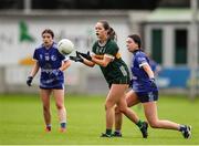 27 July 2024; Grace Murphy of Kerry in action against Emma Tolan of Cavan during the ZuCar All-Ireland Ladies Football U-18 Championship A final match between Cavan and Kerry at O’Connor Park in Tullamore, Offaly. Photo by Michael P Ryan/Sportsfile