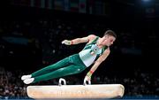 27 July 2024; Rhys McClenaghan of Team Ireland in action during the men's pommel horse qualification at the Gymnastics Bercy Arena during the 2024 Paris Summer Olympic Games in Paris, France. Photo by Stephen McCarthy/Sportsfile