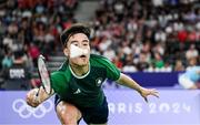 27 July 2024; Nhat Nguyen of Team Ireland during the men's singles group D match at the Porte de la Chapelle Arena during the 2024 Paris Summer Olympic Games in Paris, France. Photo by Brendan Moran/Sportsfile