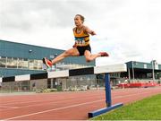 28 July 2024; Michelle Finn from Leevale AC on her way to winning the Premier Women 2000m S/C during the 123.ie National Track and Field League Final at Tullamore Harriers Athletics Club in Offaly. Photo by Matt Browne/Sportsfile