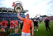 28 July 2024; Rory Grugan of Armagh with the Sam Maguire Cup the GAA Football All-Ireland Senior Championship Final match between Armagh and Galway at Croke Park in Dublin. Photo by Harry Murphy/Sportsfile