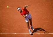 29 July 2024; Rafael Nadal of Team Spain in action against Novak Djokovic of Team Serbia during the their men's singles second round match on Court Philippe Chatrier at Roland Garros during the 2024 Paris Summer Olympic Games in Paris, France. Photo by Stephen McCarthy/Sportsfile