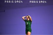 29 July 2024; Stacey Flood of Team Ireland after the Women's Rugby Sevens quarter-final match between Team Ireland and Team Australia at the Stade de France during the 2024 Paris Summer Olympic Games in Paris, France. Photo by David Fitzgerald/Sportsfile