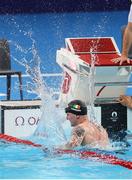 1 August 2024; Tom Fannon of Team Ireland celebrates after finishing first in his men's 50m freestyle heat at the Paris La Défense Arena during the 2024 Paris Summer Olympic Games in Paris, France. Photo by Ian MacNicol/Sportsfile