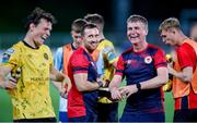 1 August 2024; St Patrick's Athletic manager Stephen Kenny and Carl Axel Sjoberg after their side's draw in the UEFA Conference League second qualifying round second leg match between FC Vaduz and St Patrick's Athletic at Rheinpark Stadion in Vaduz, Liechtenstein. Photo by Vedran Galijas/Sportsfile