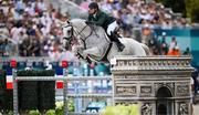 2 August 2024; Shane Sweetnam of Team Ireland riding James Kann Cruz during the jumping team final at the Château de Versailles during the 2024 Paris Summer Olympic Games in Paris, France. Photo by Stephen McCarthy/Sportsfile