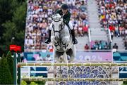 2 August 2024; Shane Sweetnam of Team Ireland, on James Kann Cruz, during the jumping team final at the Château de Versailles during the 2024 Paris Summer Olympic Games in Paris, France. Photo by Stephen McCarthy/Sportsfile