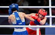 2 August 2024; Michaela Walsh of Team Ireland, right, in action against Svetlana Kamenova Staneva of Team Bulgaria during their women's 57Kg round of 16 bout at the North Paris Arena during the 2024 Paris Summer Olympic Games in Paris, France. Photo by David Fitzgerald/Sportsfile