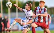 2 August 2024; Alex Greive of Bohemians in action against James Bolger of Drogheda United during the SSE Airtricity Men's Premier Division match between Drogheda United and Bohemians at Weavers Park in Drogheda, Louth. Photo by Stephen Marken/Sportsfile