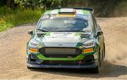 3 August 2024; Eamonn Kelly and Conor Mohan of Ireland compete with their Ford Fiesta RC3 in action during day three of the FIA World Rally Championship Secto Rally in Jyvaskyla, Finland. Photo by Philip Fitzpatrick/Sportsfile