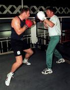 6 August 1998; Former world boxing champion Steve Collins, right, with Scott Walsh during a Coaching Session at Olympus Gym in Dublin. Photo by David Maher/Sportsfile