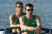 15 August 2004; Gearoid Towey, right, and Sam Lynch, Ireland, Lightweight Men's Double Sculls. Schinias Olympic Rowing Centre. Games of the XXVIII Olympiad, Athens Summer Olympics Games 2004, Athens, Greece. Picture credit; Brendan Moran / SPORTSFILE