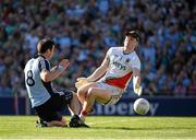 22 September 2013; Mayo goalkeeper Robert Hennelly saves a shot from Dublin's Michael Darragh MacAuley. GAA Football All-Ireland Senior Championship Final, Dublin v Mayo, Croke Park, Dublin. Picture credit: Ray McManus / SPORTSFILE