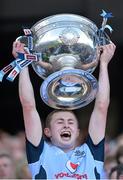 22 September 2013; Dublin's Jack McCaffrey lifts the Sam Maguire Cup following their victory. GAA Football All-Ireland Senior Championship Final, Dublin v Mayo, Croke Park, Dublin. Picture credit: Stephen McCarthy / SPORTSFILE