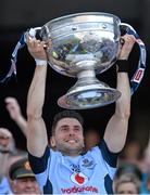 22 September 2013; Dublin's Bernard Brogan lifts the Sam Maguire Cup following their victory. GAA Football All-Ireland Senior Championship Final, Dublin v Mayo, Croke Park, Dublin. Picture credit: Stephen McCarthy / SPORTSFILE