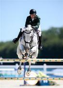 5 August 2024; Shane Sweetnam of Team Ireland, on James Kann Cruz, in action during the Jumping Individual Qualifier at the Château de Versailles during the 2024 Paris Summer Olympic Games in Paris, France. Photo by Stephen McCarthy/Sportsfile