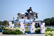 5 August 2024; Shane Sweetnam of Team Ireland, on James Kann Cruz, in action during the Jumping Individual Qualifier at the Château de Versailles during the 2024 Paris Summer Olympic Games in Paris, France. Photo by Stephen McCarthy/Sportsfile