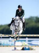 5 August 2024; Shane Sweetnam of Team Ireland, on James Kann Cruz, in action during the Jumping Individual Qualifier at the Château de Versailles during the 2024 Paris Summer Olympic Games in Paris, France. Photo by Stephen McCarthy/Sportsfile