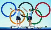 6 August 2024; Team Ireland golfers Leona Maguire, left, and Stephanie Meadow during a practice round at Le Golf National during the 2024 Paris Summer Olympic Games in Paris, France. Photo by David Fitzgerald/Sportsfile