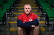 7 August 2024; Tom Grivosti poses for a portrait during the St Patrick's Athletic media conference at Tallaght Stadium in Dublin. Photo by Shauna Clinton/Sportsfile