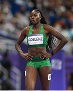 7 August 2024; Rhasidat Adeleke of Team Ireland after finishing second in the women's 400m semi-finals at the Stade de France during the 2024 Paris Summer Olympic Games in Paris, France. Photo by David Fitzgerald/Sportsfile