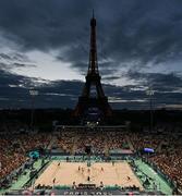 8 August 2024; Duda Lisboa and Ana Patrícia of Team Brazil in action against Mariafe Artacho del Solar and Taliqua Clancy of Team Australia during the women's beach volleyball semi final match between Team Brazil and Team Australia at the Eiffel Tower Stadium during the 2024 Paris Summer Olympic Games in Paris, France. Photo by David Fitzgerald/Sportsfile