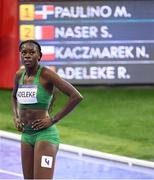 9 August 2024; Rhasidat Adeleke of Team Ireland after the women's 400m final at the Stade de France during the 2024 Paris Summer Olympic Games in Paris, France. Photo by Stephen McCarthy/Sportsfile