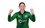 10 August 2024; Rebecca Stokell during an Ireland Women's cricket squad portraits session at Pembroke Cricket Club in Dublin. Photo by Seb Daly/Sportsfile