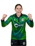 10 August 2024; Rebecca Stokell during an Ireland Women's cricket squad portraits session at Pembroke Cricket Club in Dublin. Photo by Seb Daly/Sportsfile