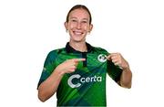 10 August 2024; Orla Prendergast during an Ireland Women's cricket squad portraits session at Pembroke Cricket Club in Dublin. Photo by Seb Daly/Sportsfile