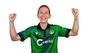 10 August 2024; Orla Prendergast during an Ireland Women's cricket squad portraits session at Pembroke Cricket Club in Dublin. Photo by Seb Daly/Sportsfile