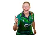 10 August 2024; Freya Sargent during an Ireland Women's cricket squad portraits session at Pembroke Cricket Club in Dublin. Photo by Seb Daly/Sportsfile