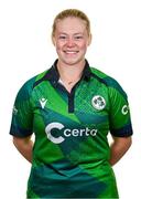 10 August 2024; Freya Sargent during an Ireland Women's cricket squad portraits session at Pembroke Cricket Club in Dublin. Photo by Seb Daly/Sportsfile